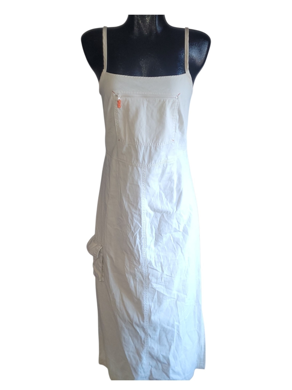 Dalmy's Cream Spaghetti Strap Maxi Cotton Cargo Style Dress Size 5
